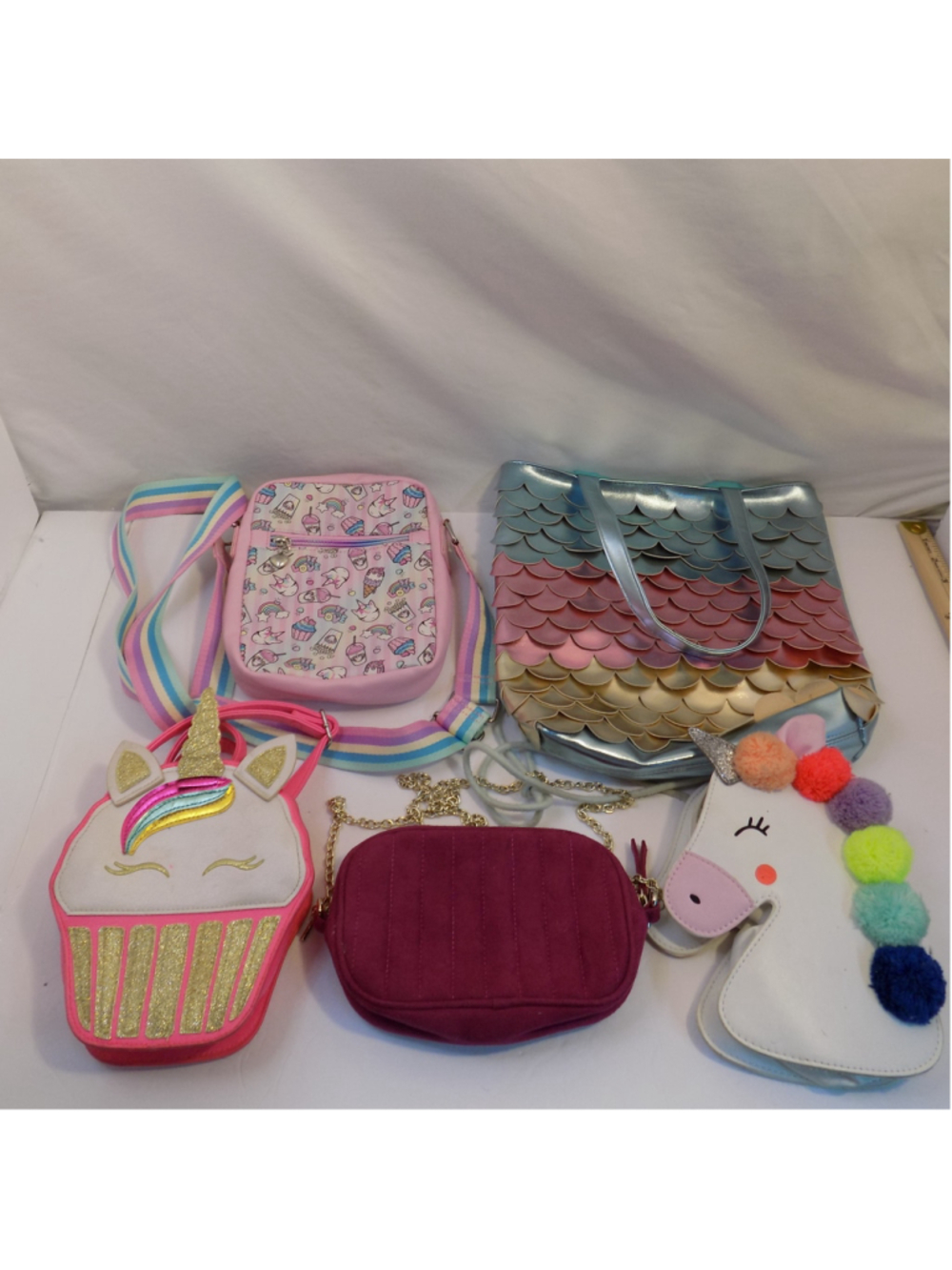Girls Unicorn Cupcake Rainbow Purse Bundle